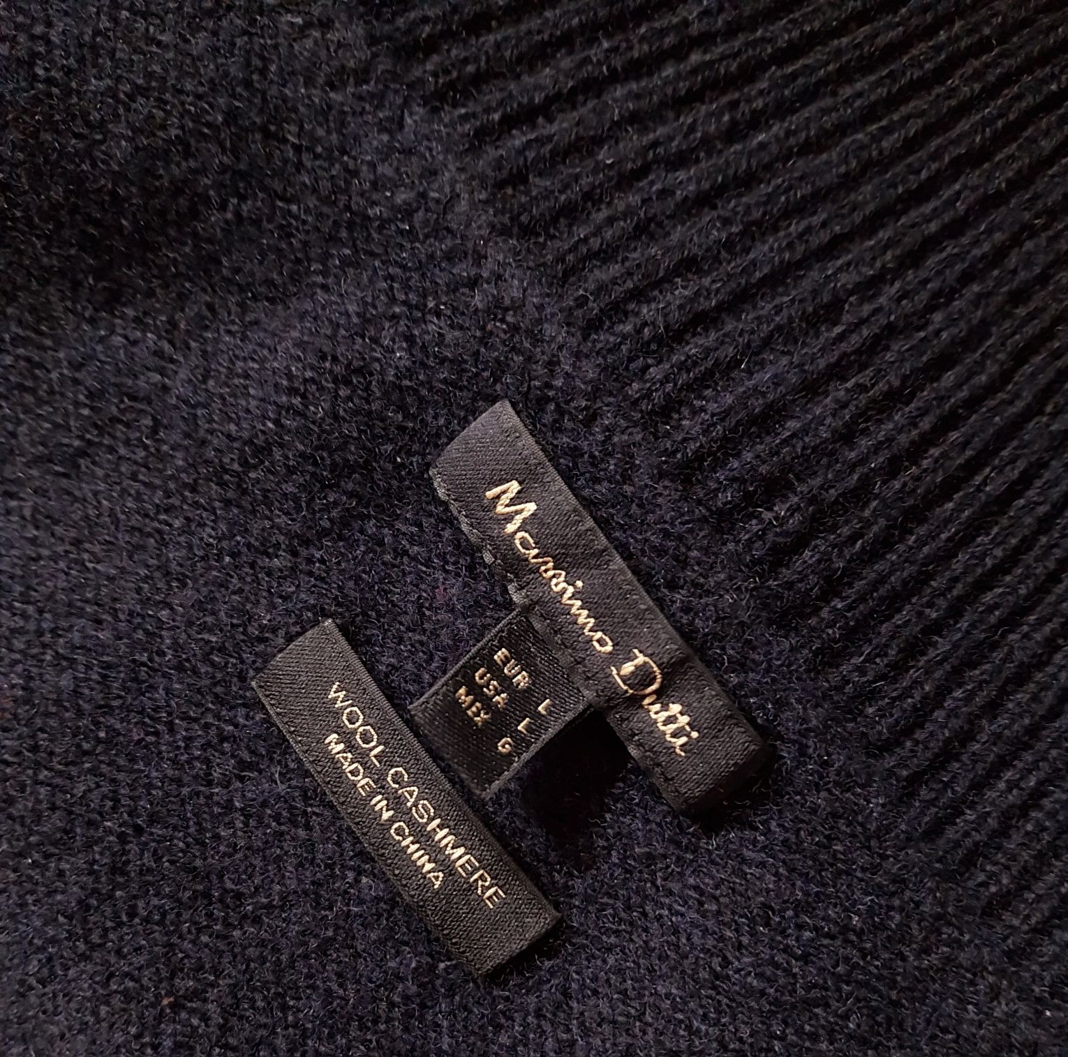 Massimo Dutti granatowy sweter damski kaszmir z wełną L
