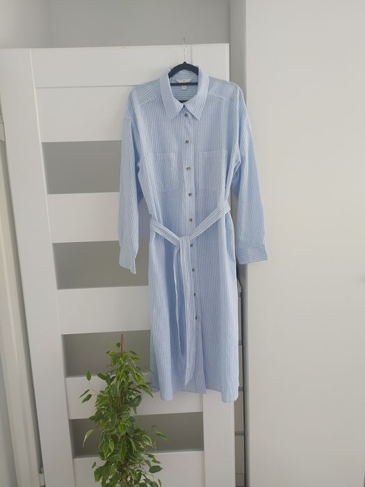 Sukienka z lnem w paski H&M rozm M