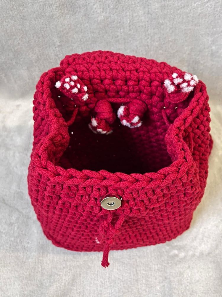 Plecak wiśniowy handmade