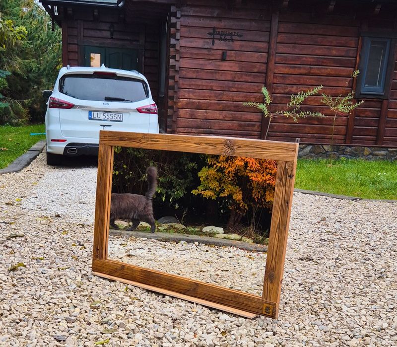 Lustro, stare drewno, loft, boho, rustykalne, vintage,  retro