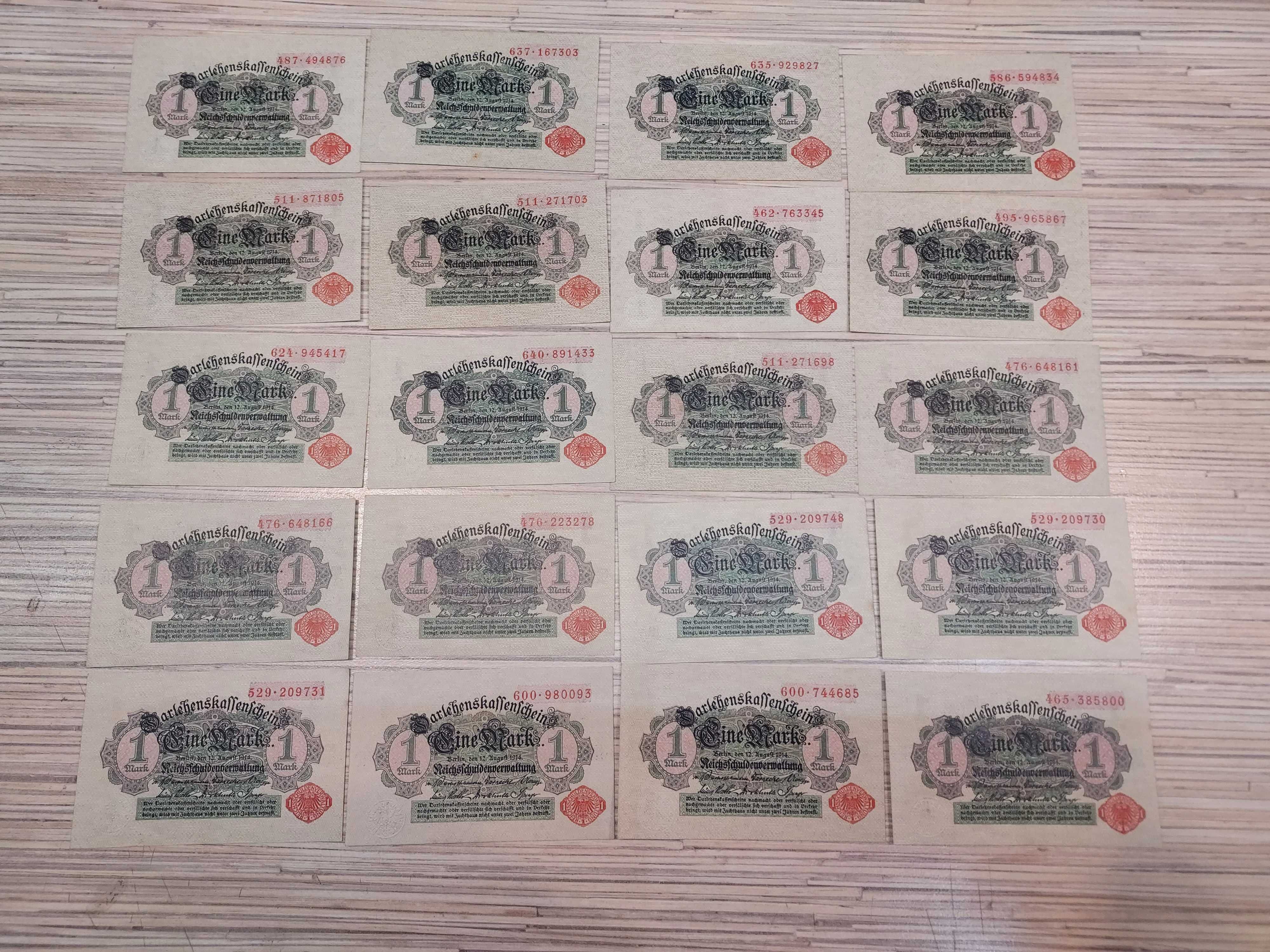 Stare banknoty 1914 rok Marki Niemcy b. ładne stany zachowania