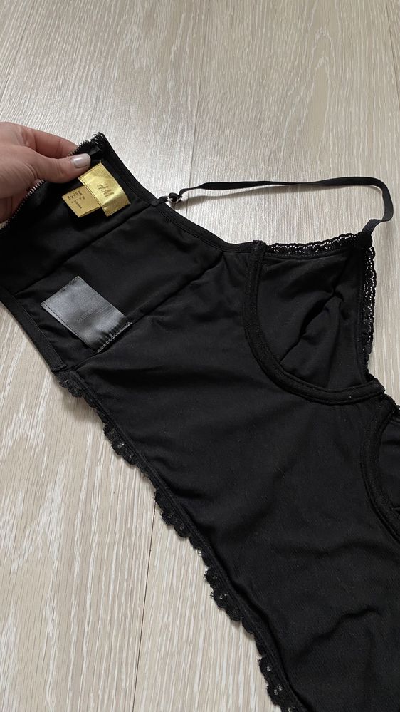 Чорний мереживний топ H&M 36 розмір