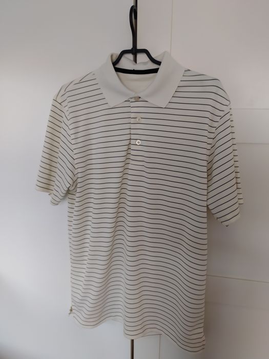 Kremowa koszulka polo w paski