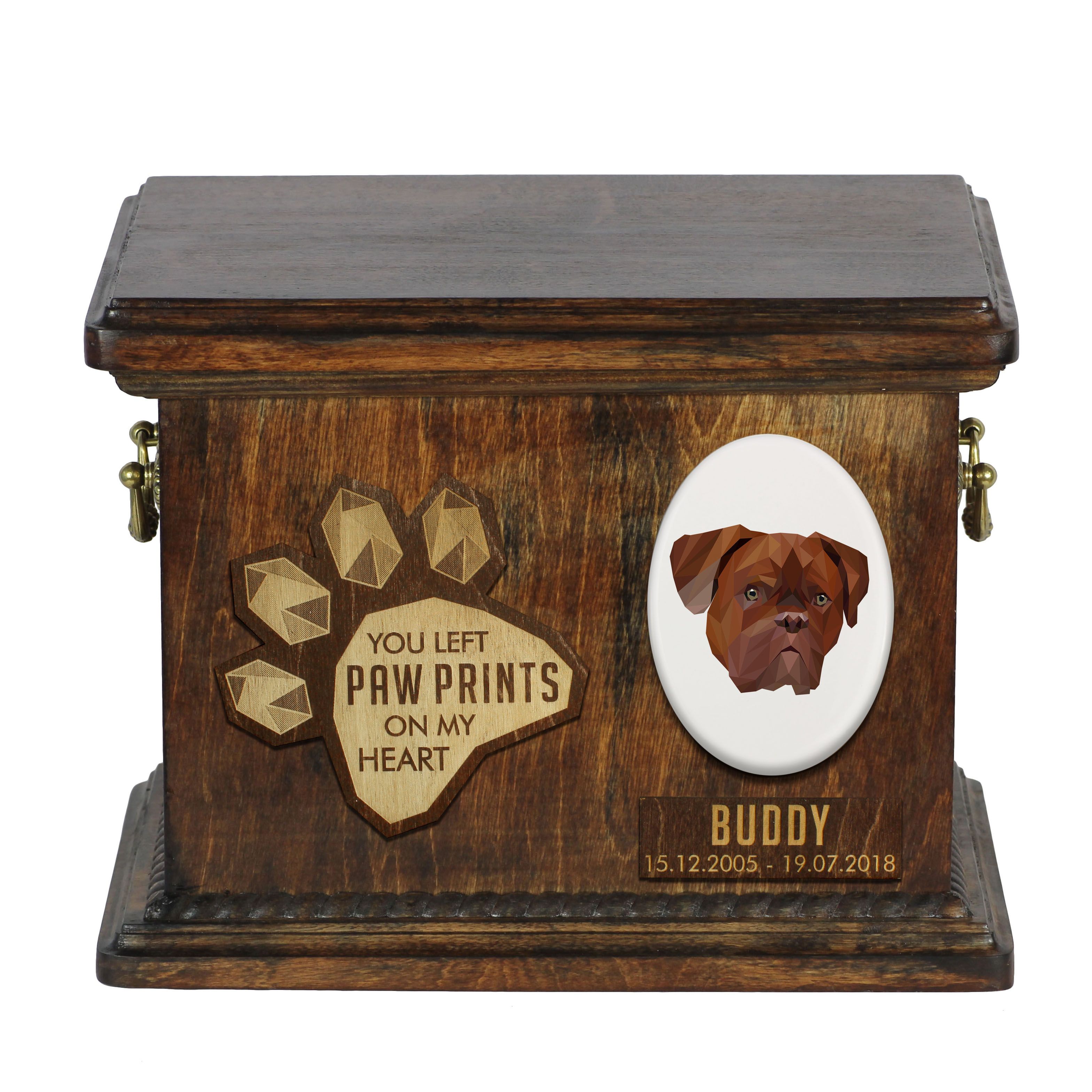 Dog z Bordeaux drewnianai urna z psem Art-Dog