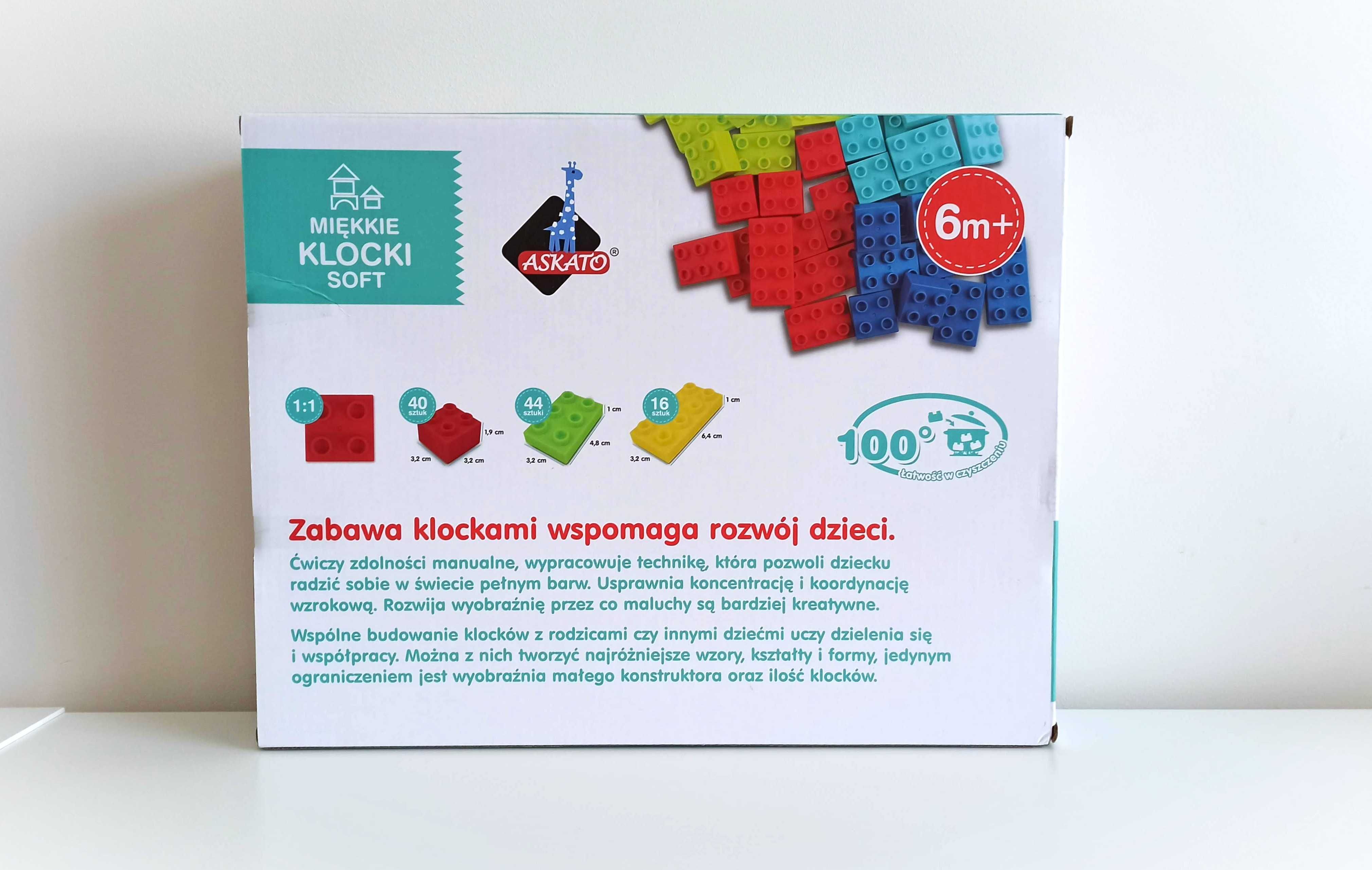 Askato Miękkie Klocki Soft 100 Elementów, Kompatybilne z Lego Duplo