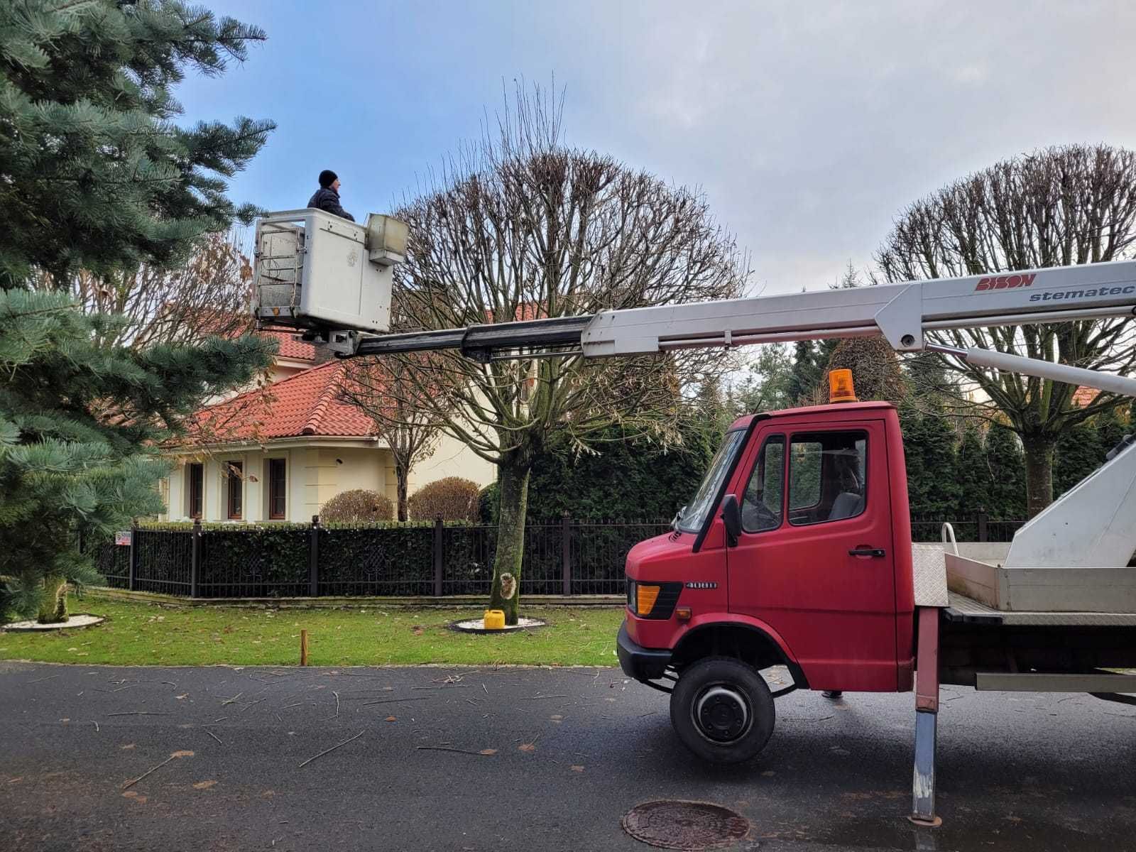 Usługa podnośnikiem koszowym.