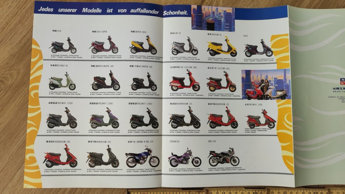 KYMCO anos 90 - Catálogo publicitário motas antigas
