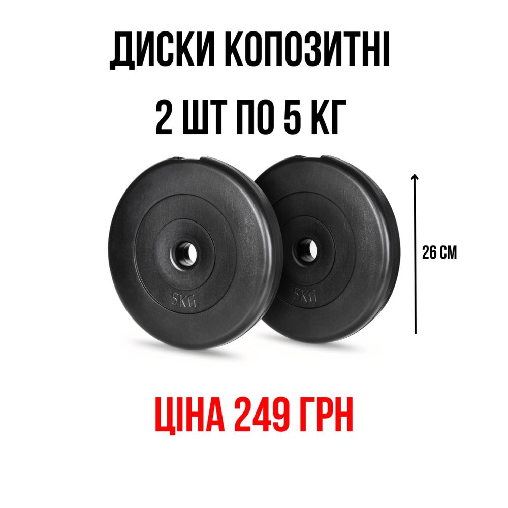 Диски/ Бліни 1,25  2,5  5  10  для гантелей та штанг на 28-30 мм