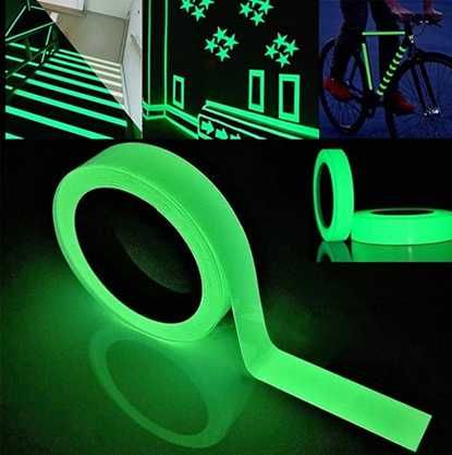 Taśma odblaskowa fluorescencyjna świecąca w nocy samoprzylepna 5m