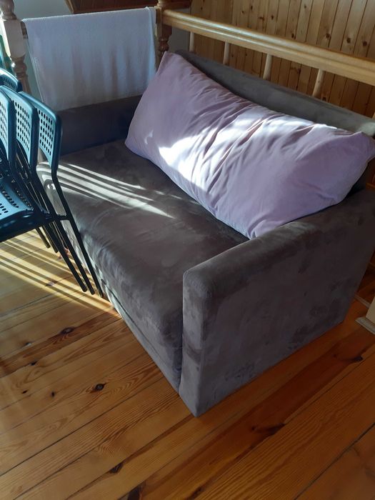 Sofa rozkładana velvet brąz