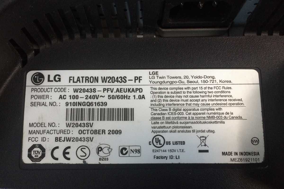 LG Flatron W2043S PF разборка материнская main плата матрица ножка