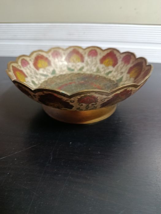 Taça Vintage Latão Esmaltado