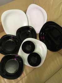черно-белый набор тарелок luminarc 9шт