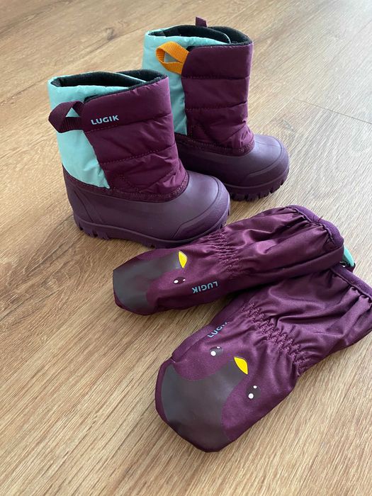 Śniegowce 20/21 + rękawice 12-18m Decathlon Wedze Lugik k.fioletowy