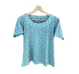 Zielona bluzka w kwiaty z krótkim rękawem, rozmiar L/XL, vintage