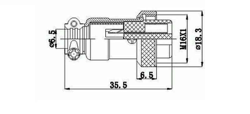 Złącze lotnicze GX16 - 2 pinowe, 1 szt.