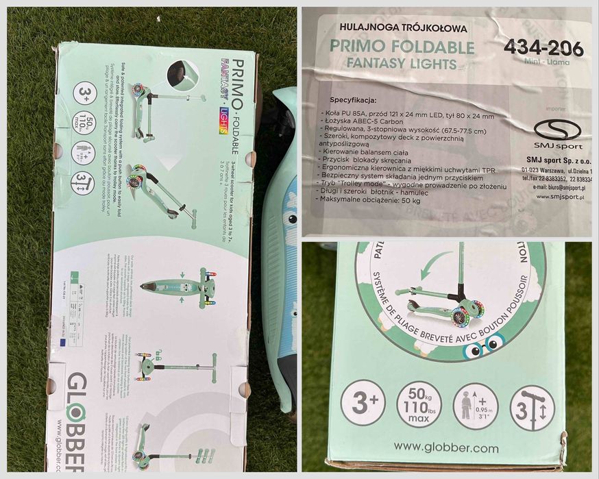 Hulajnoga trójkołowa Globber Primo (mint - lama)