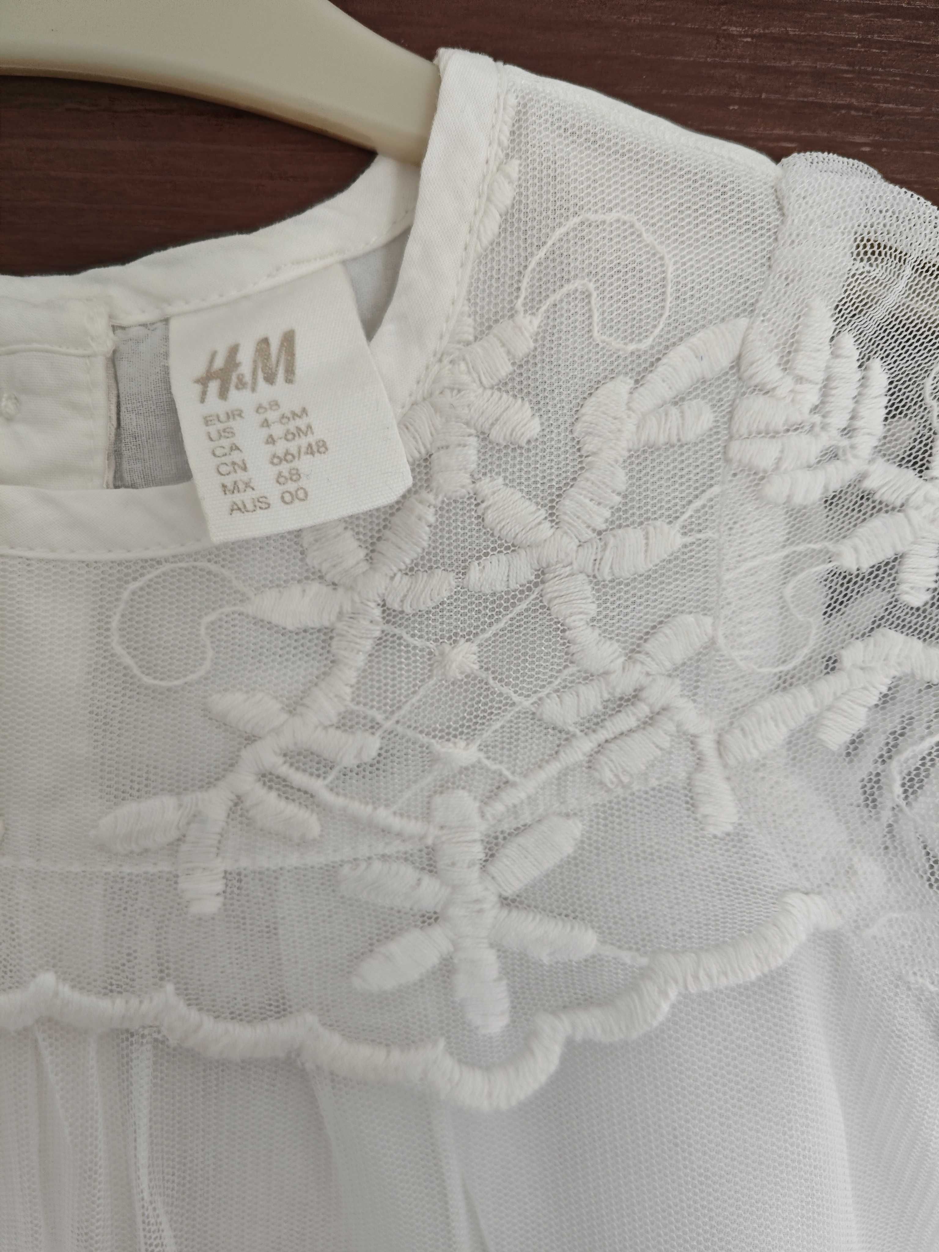 Sukienka biała na chrzest, H&M, 68