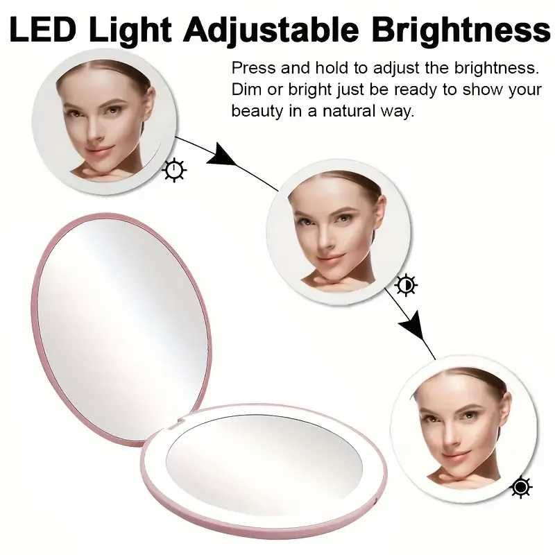 Lusterko kieszonkowe do makijażu LED