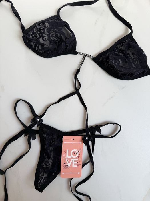 Czarne koronkowe body bielizna sexy koronka przebranie