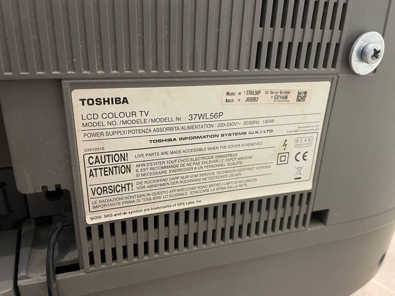 Продам Toshiba 37 WL56P робочий