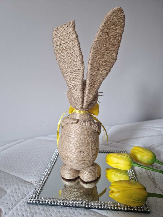 Zając wielkanocny ze sznurka święta ozdoba wielkanocna hand made