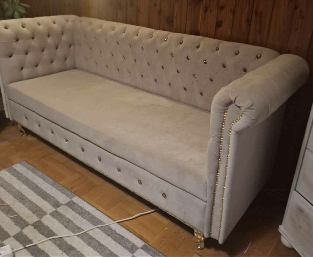 Sofa glamour beżowa