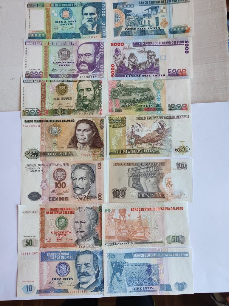 Série de notas de vários países estrangeiros