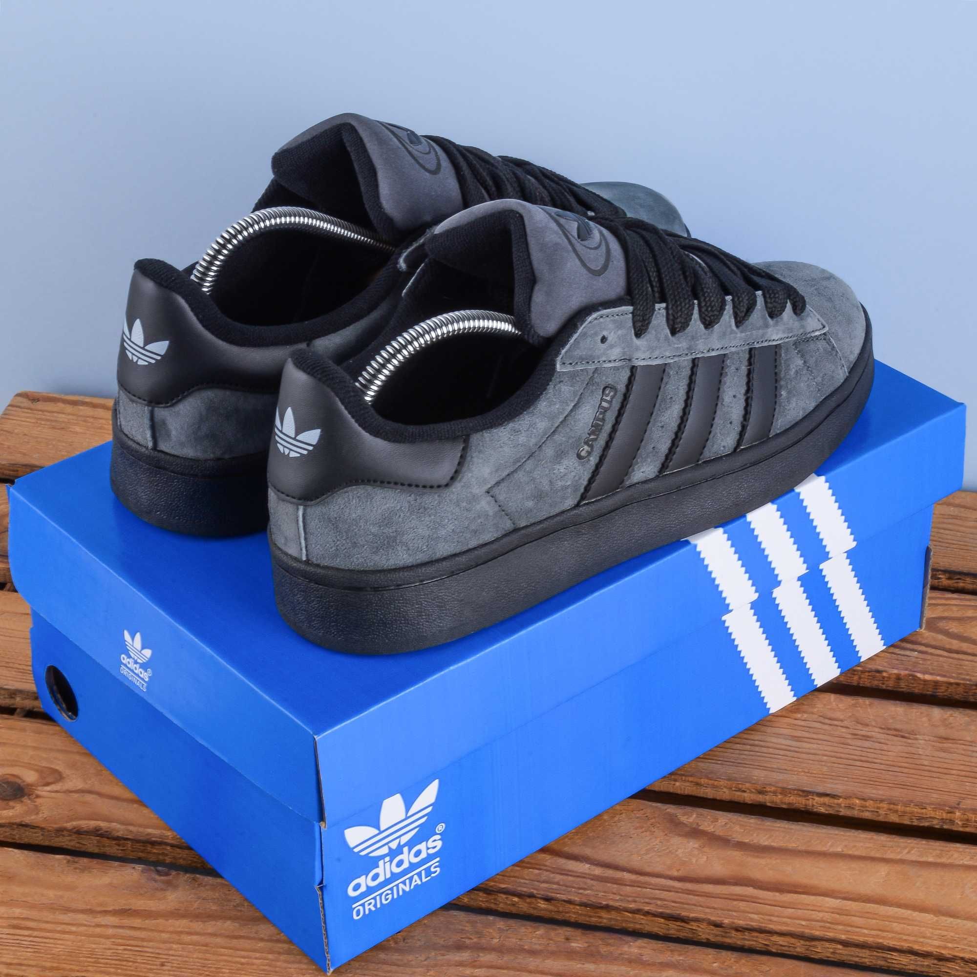 (1947) Чоловічі Кросівки кеди Adidas Campus сірі з чорною (41-45)