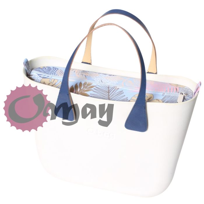 Szary organizer OBAG MINI liście błękitne 2 kieszenie wkład OMAY