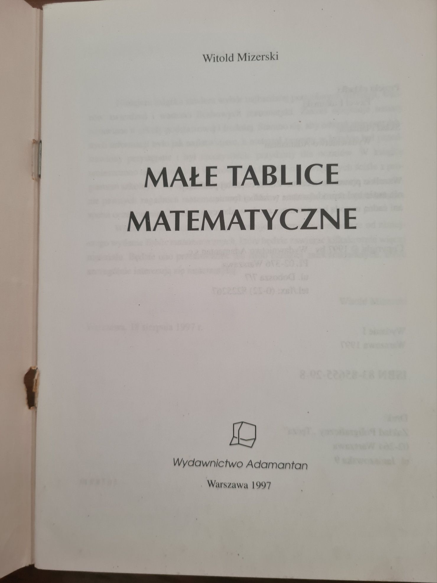 Małe tablice matematyczne - Witold Mizerski
