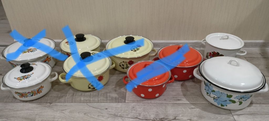 Советские новые эмалированные кастрюли