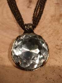 Długi naszyjnik z dużym kryształem styl by dziubeka wisior złoty HIT