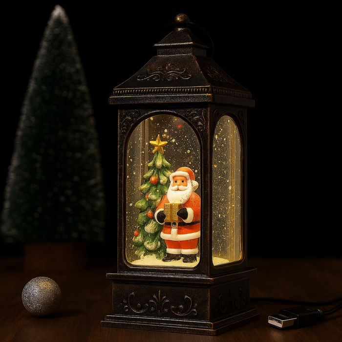 Різдвяний сніжний світильник-декор «Ліхтар» з різдвяними мелодіями,usb
