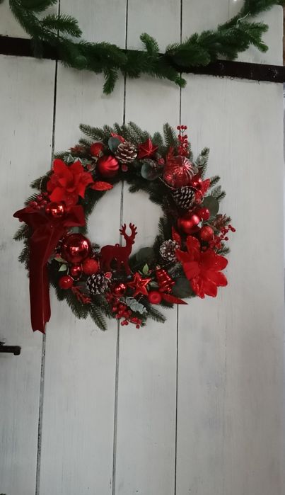 Wianek świąteczny Boże Narodzenie kolor czerwony