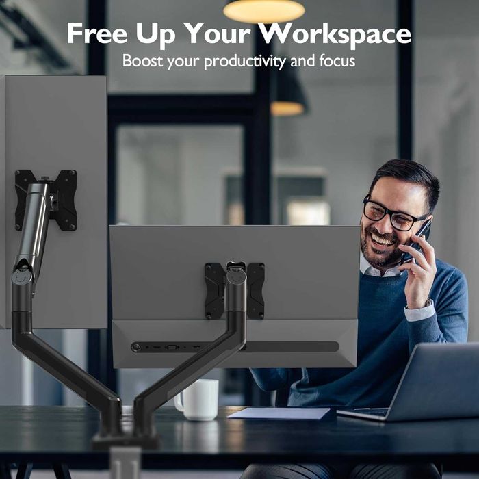 GDM7502 gazowy podwójny uchwyt biurkowy na monitor TV 13-32 9kg