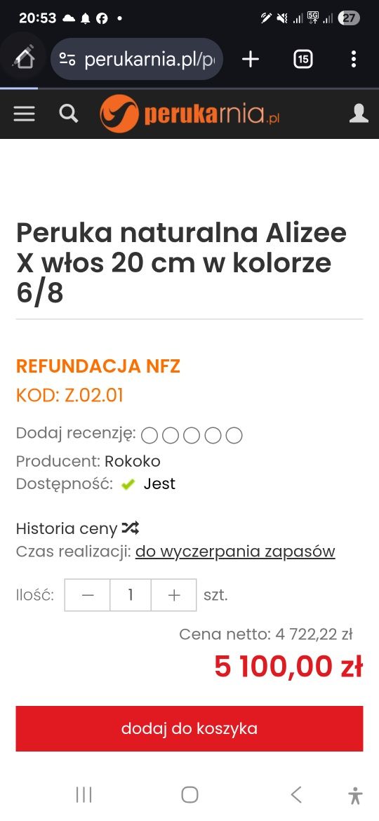 Peruka z włosów naturalnych słowiańskich Secret Hair
