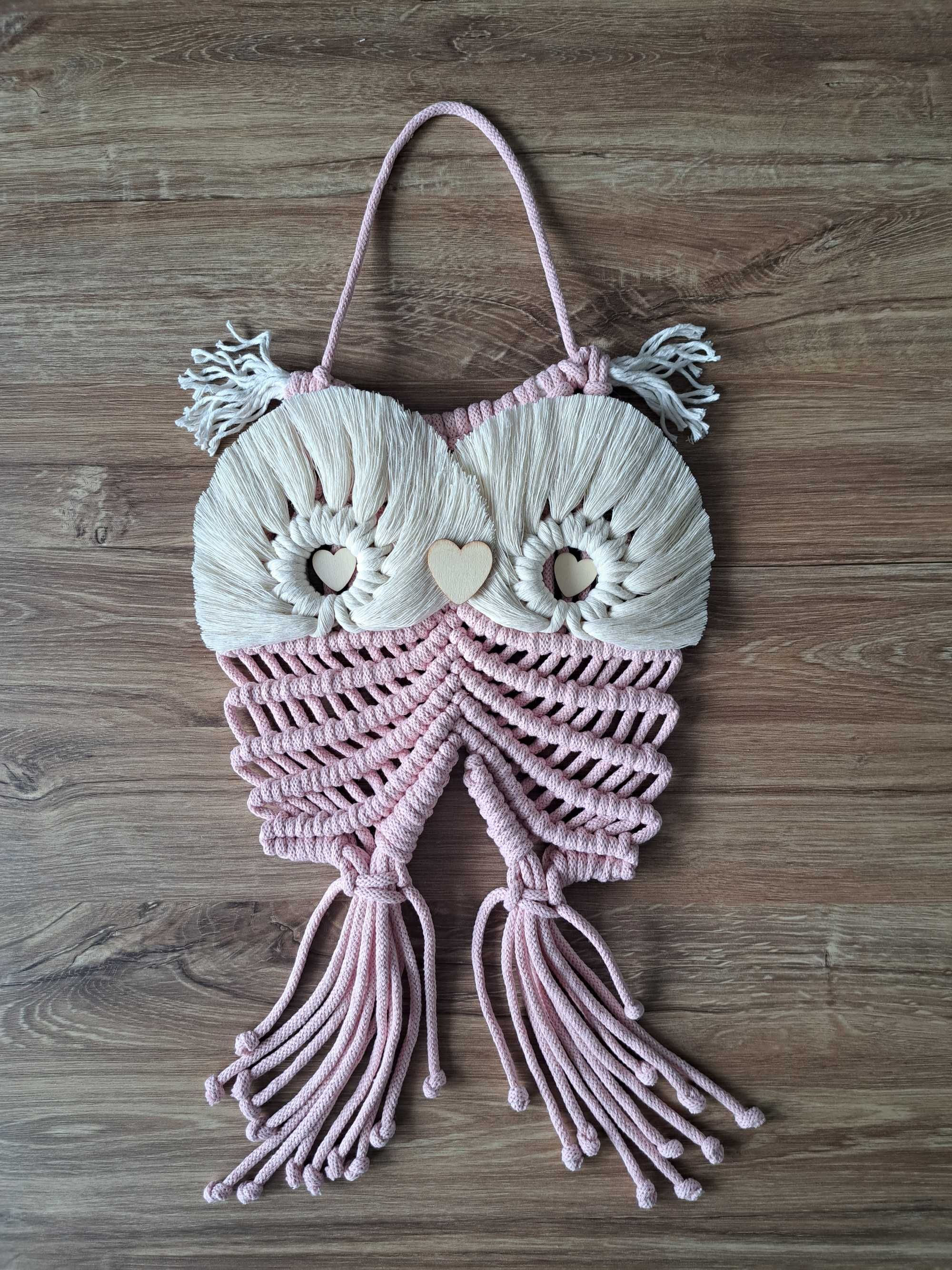 Sowa makrama boho dekoracja ze sznurka handmade