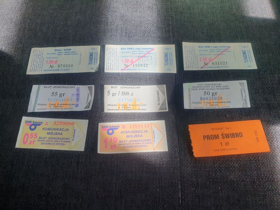 Stare bilety komunikacji miejskiej różne miasta +gratis