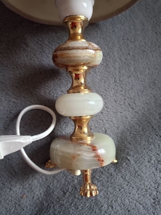 Piękna lampa onyks mosiądz metal z przełącznikiem vintage Szwecja