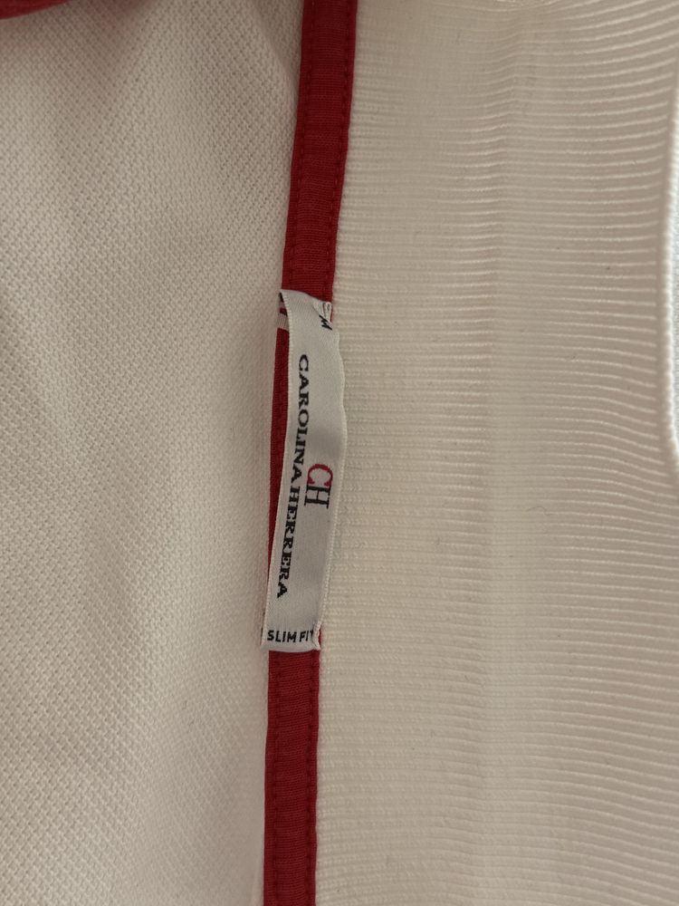 Koszulka Polo Carolina Herrera M Slim Fit damska biała designer logo