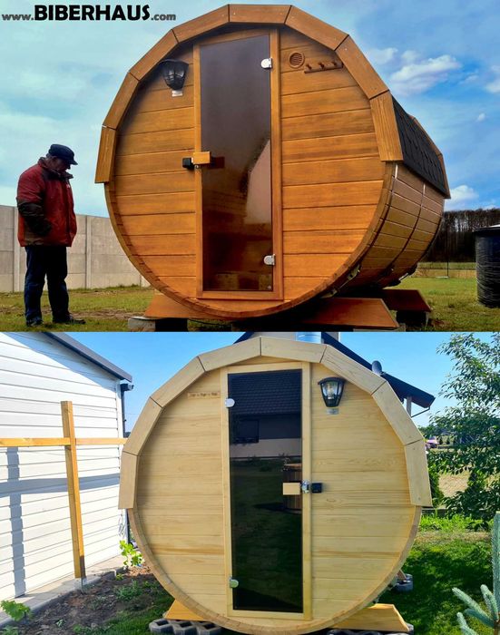 SAUNA Ogrodowa 200 cm + OKNO 100% + GRATIS Beczka 500L + Akcesoria
