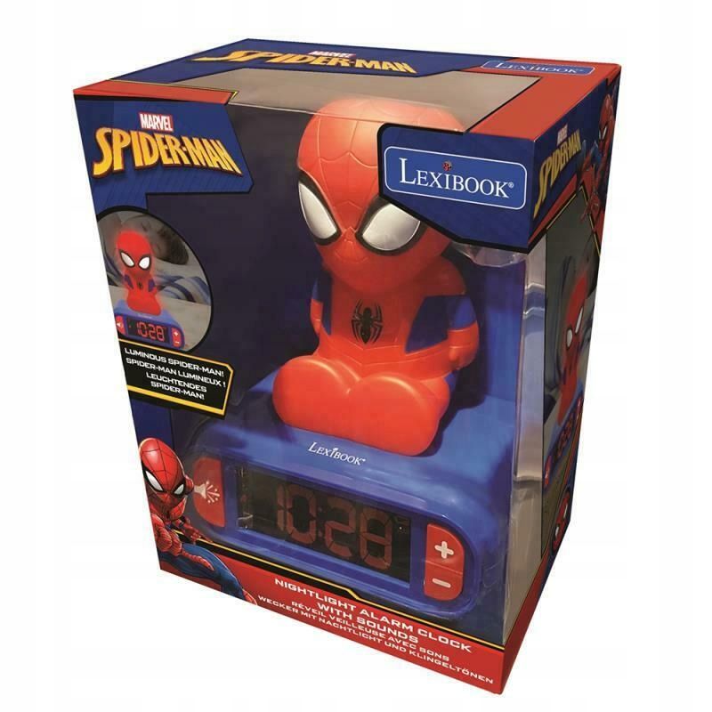 Lampka nocna SpiderMan BUDZIK zegar 3D figurka