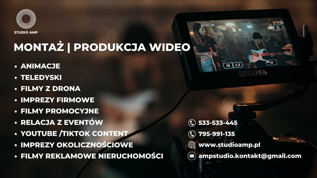 Produkcja filmów / montaż / reklama / film weselny / wideo / YouTube
