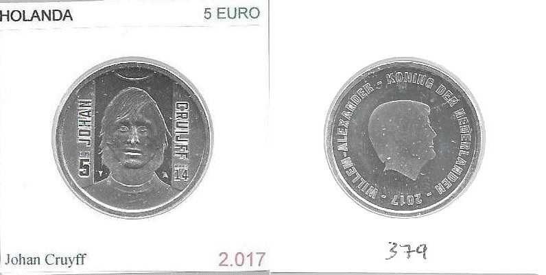 Holanda - - - 5 Euros - 2017 - - - Johann Cruyft - - - Moeda