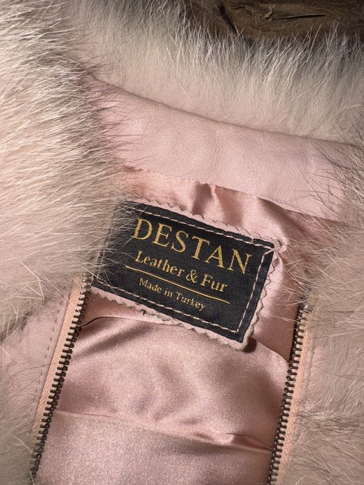 Futro naturalne z lisa pudrowy róż s 36 Mega gęste 2 w 1 krótkie