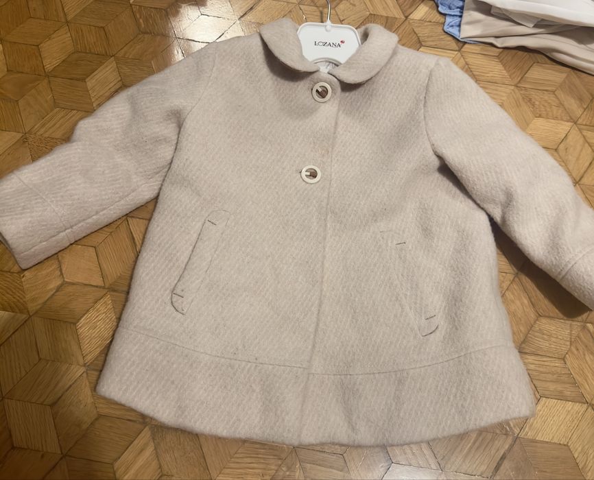 Beżowy wełniany Płaszczyk Zara 98