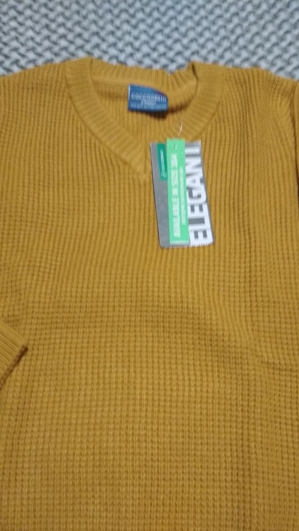 Nowy musztardowy sweter coccodrillo r. 140