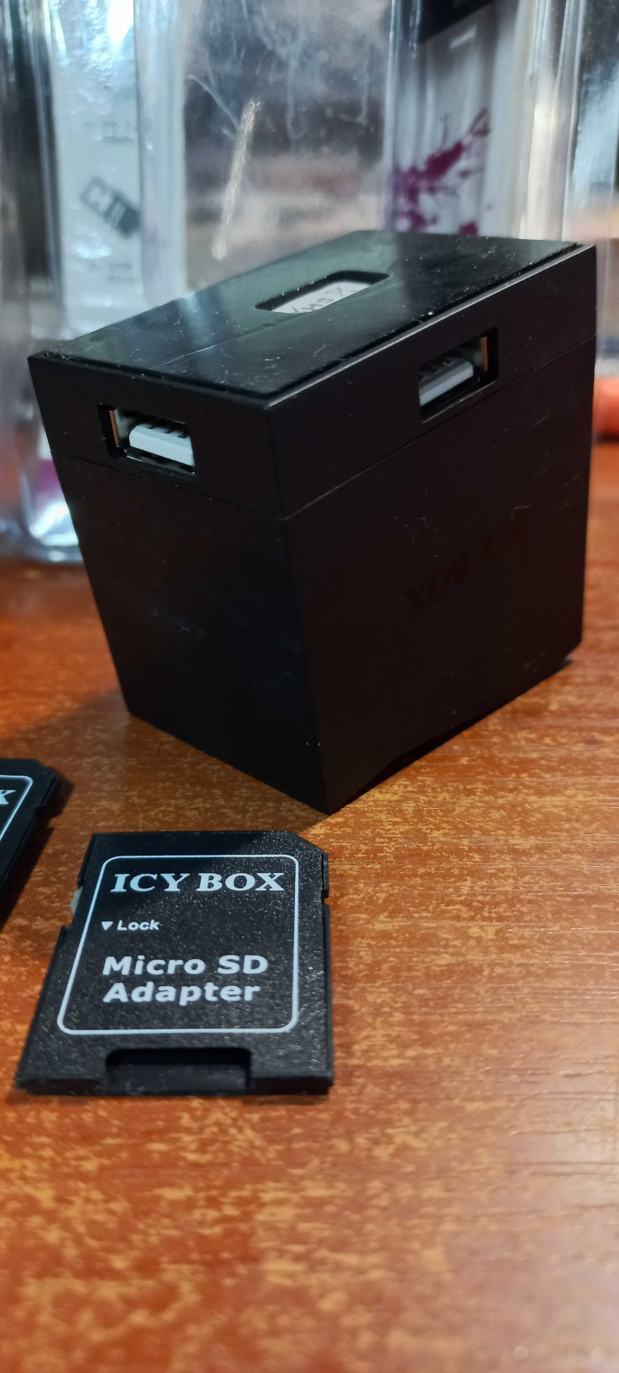 ICY BOX IB-870 Пристрій читання карток SD з 3 відсіками USB 2.0 Новий