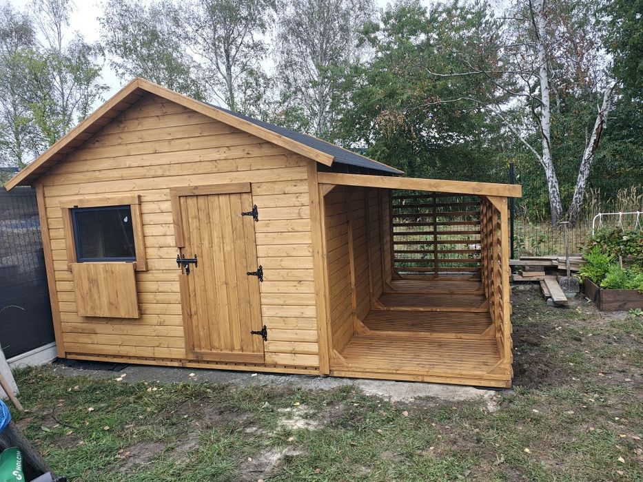 Domek narzędziowy 3x4m + drewutnia 1,5x4m